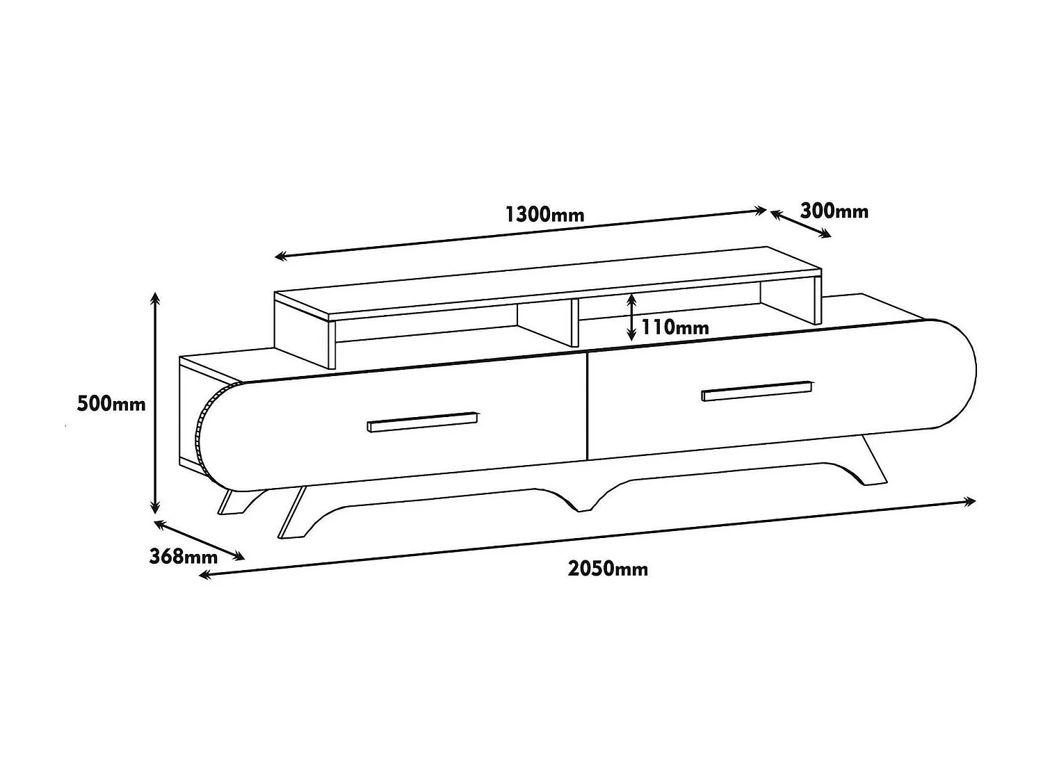 Fernsehschrank Dpereyr, Ständer für Wohnzimmerfernseher, Niedriges Wohnzimmer-Sideboard, TV-Ständerbasis, 205x37h50 cm, Walnuss und WeiÃŸ