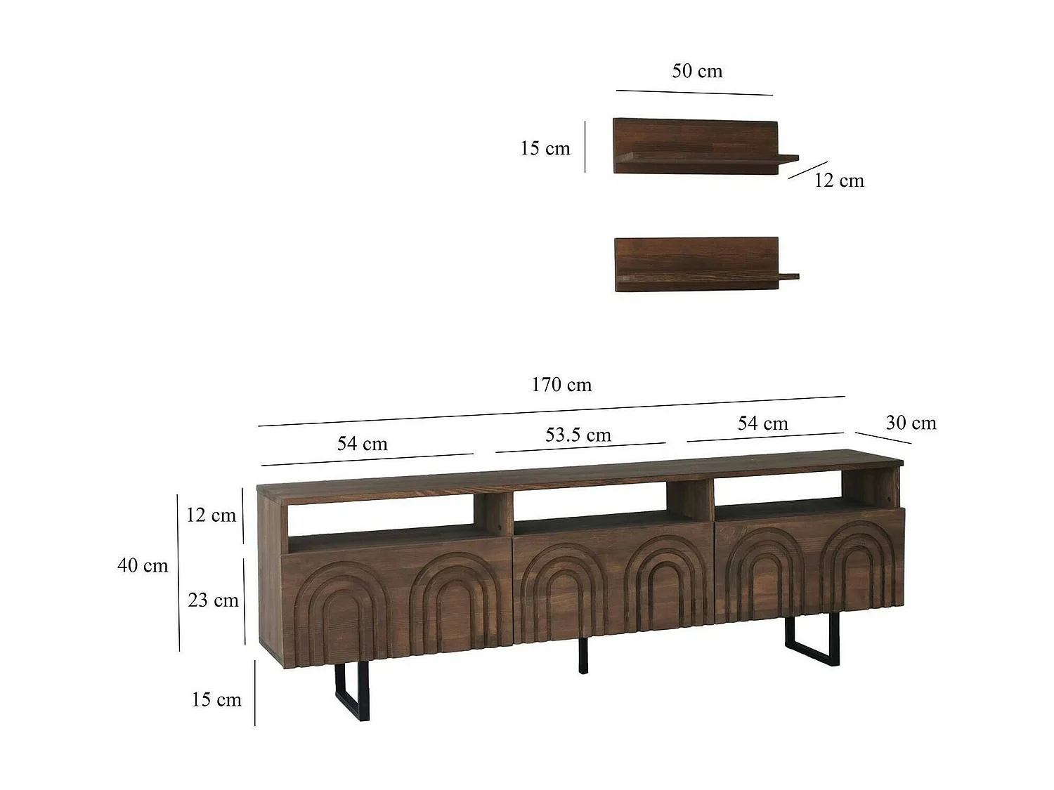 Fernsehschrank Dflabore, Ständer für Wohnzimmerfernseher, Niedriges Wohnzimmer-Sideboard, TV-Ständerbasis, 170x30h40 cm, Nussbaum