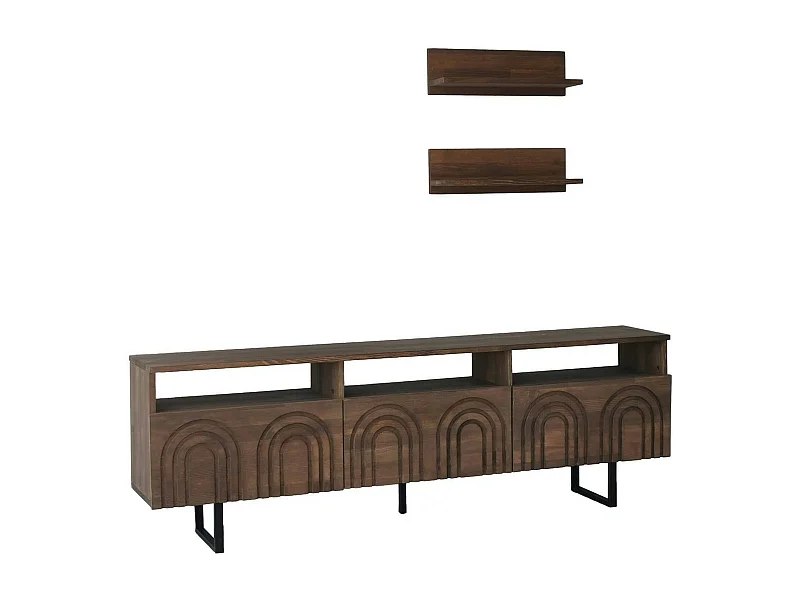 Armário de TV Dflabore, CrEdência de sala de estar, Armário baixo para TV, Base de parede equipada, 170x30h40 cm, Noz