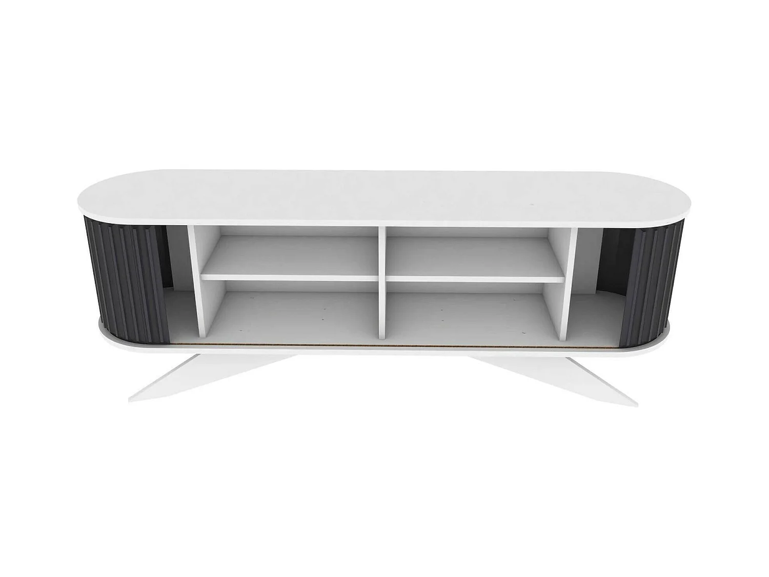 Meuble TV Aludra, Buffet de salon, Armoire basse pour TV, Base murale de rangement, 180x43h60 cm, Anthracite et Blanc