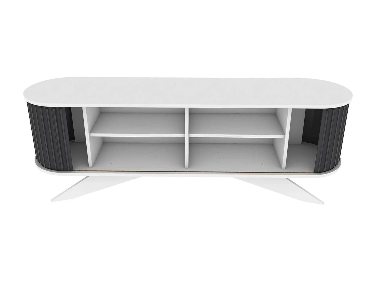 Meuble TV Aludra, Buffet de salon, Armoire basse pour TV, Base murale de rangement, 180x43h60 cm, Anthracite et Blanc