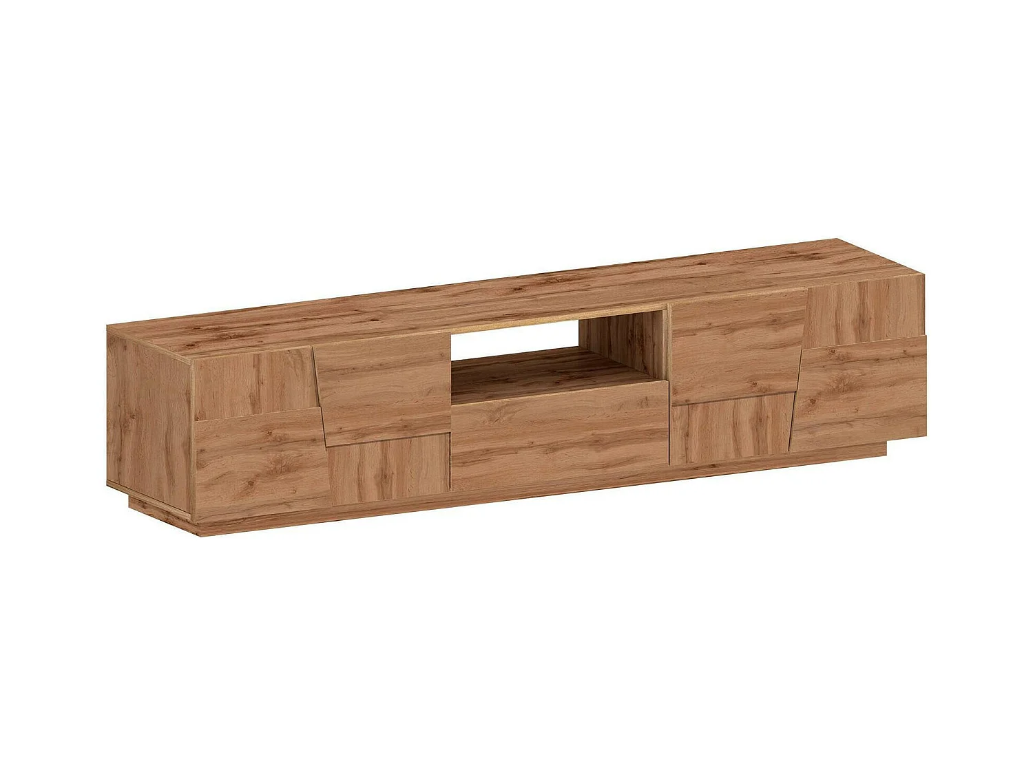 Meuble TV Vanni, Buffet bas de salon avec 4 portes et 1 tiroir, base meuble TV, 220x44h46 cm, Chêne
