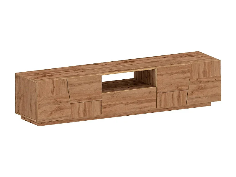 Armário de suporte de TV Dcortinovi, Aparador de sala baixa com 4 portas e 1 gaveta, Base de suporte de TV, 220x44h46 cm, Carvalho