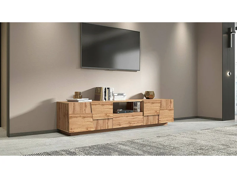 Mobile Porta tv Maestrale, un Cassetto Made in Italy, 44x220x46h cm Marrone Rovere