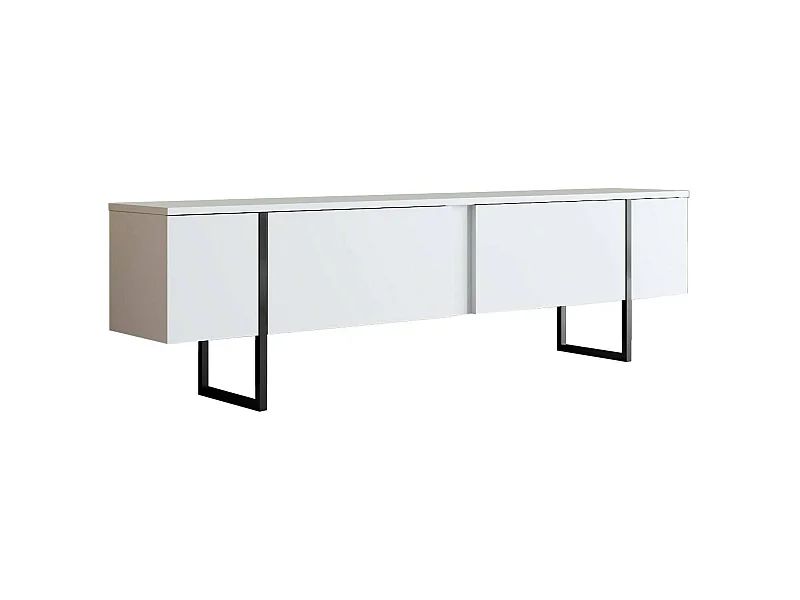 Dmora - Mobile porta TV Abishia, 180x30h50 cm, Bianco e Nero