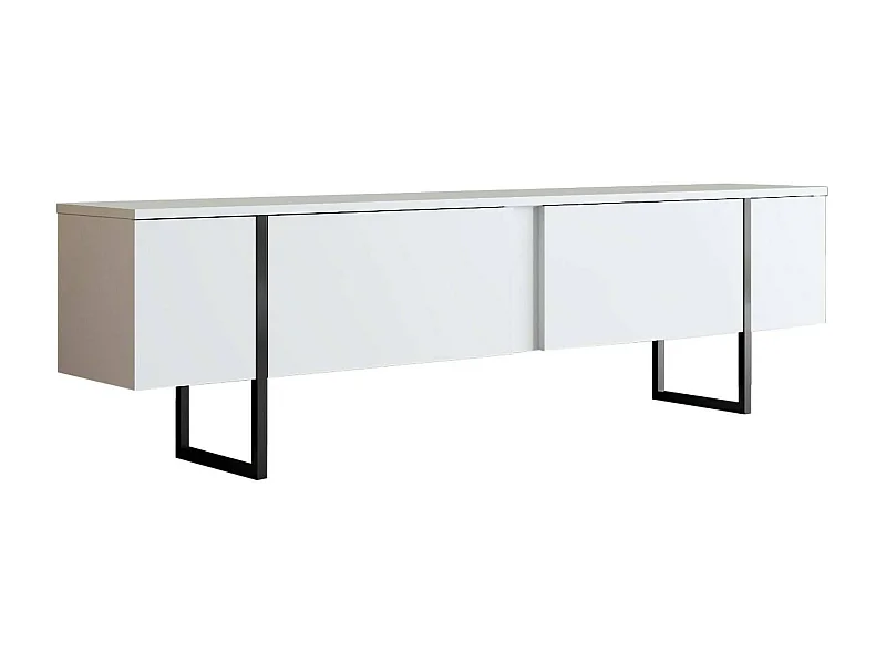 Armário de TV Dgridell, Aparador de sala, Armário de TV baixo, Base de parede equipada, 180x30h50 cm, Preto e branco