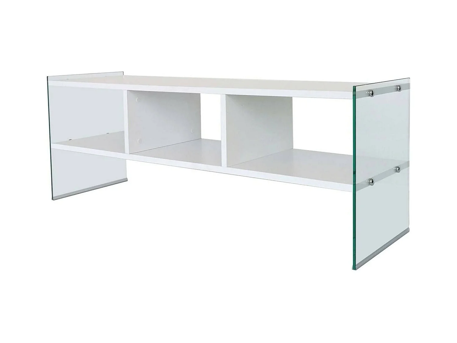 Armário de TV Dbennace, Aparador de sala, Armário de TV baixo, Base de parede equipada, 120x35h45 cm, Branco