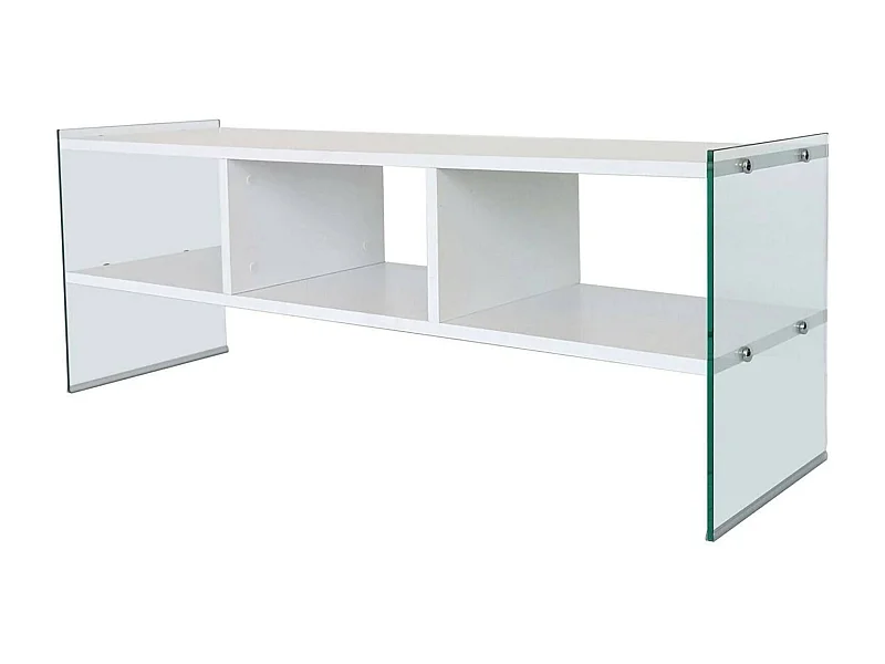 Armário de TV Dbennace, Aparador de sala, Armário de TV baixo, Base de parede equipada, 120x35h45 cm, Branco