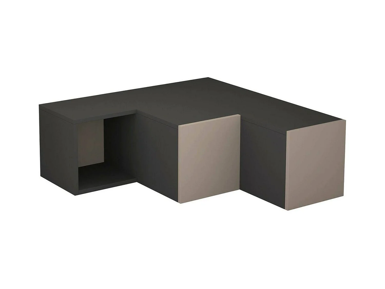Meuble TV Alya, Buffet de salon, Armoire basse pour TV, Base murale de rangement, 90x92h32 cm, Anthracite et Beige