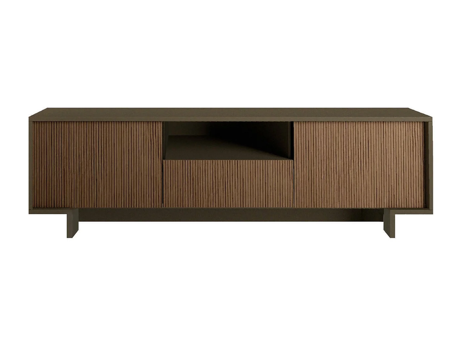 Darrighin tv-standaard, tv-standaard in de woonkamer, CreLage woonkamer met 2 deuren en 1 lade, 100% Made in Italy, 170x42h48 cm, Bruin en Walnoot