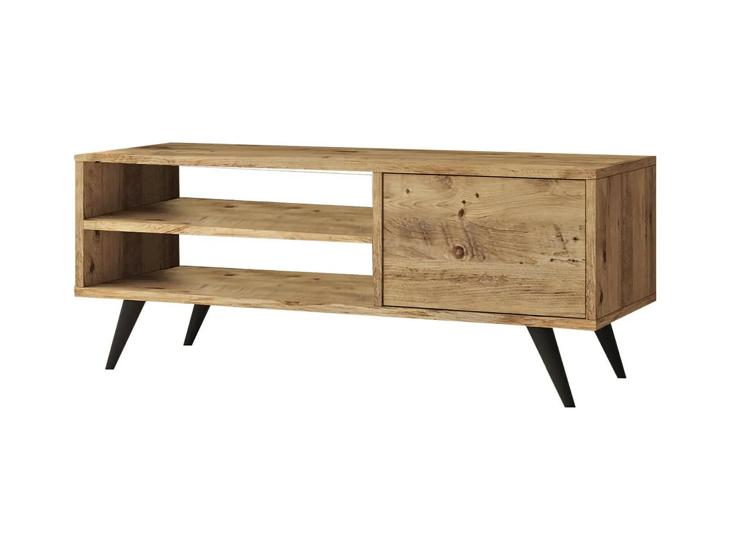 Armário de TV Dpavar, Aparador de sala, Armário de TV baixo, Base de parede equipada, 110x40h44 cm, Carvalho