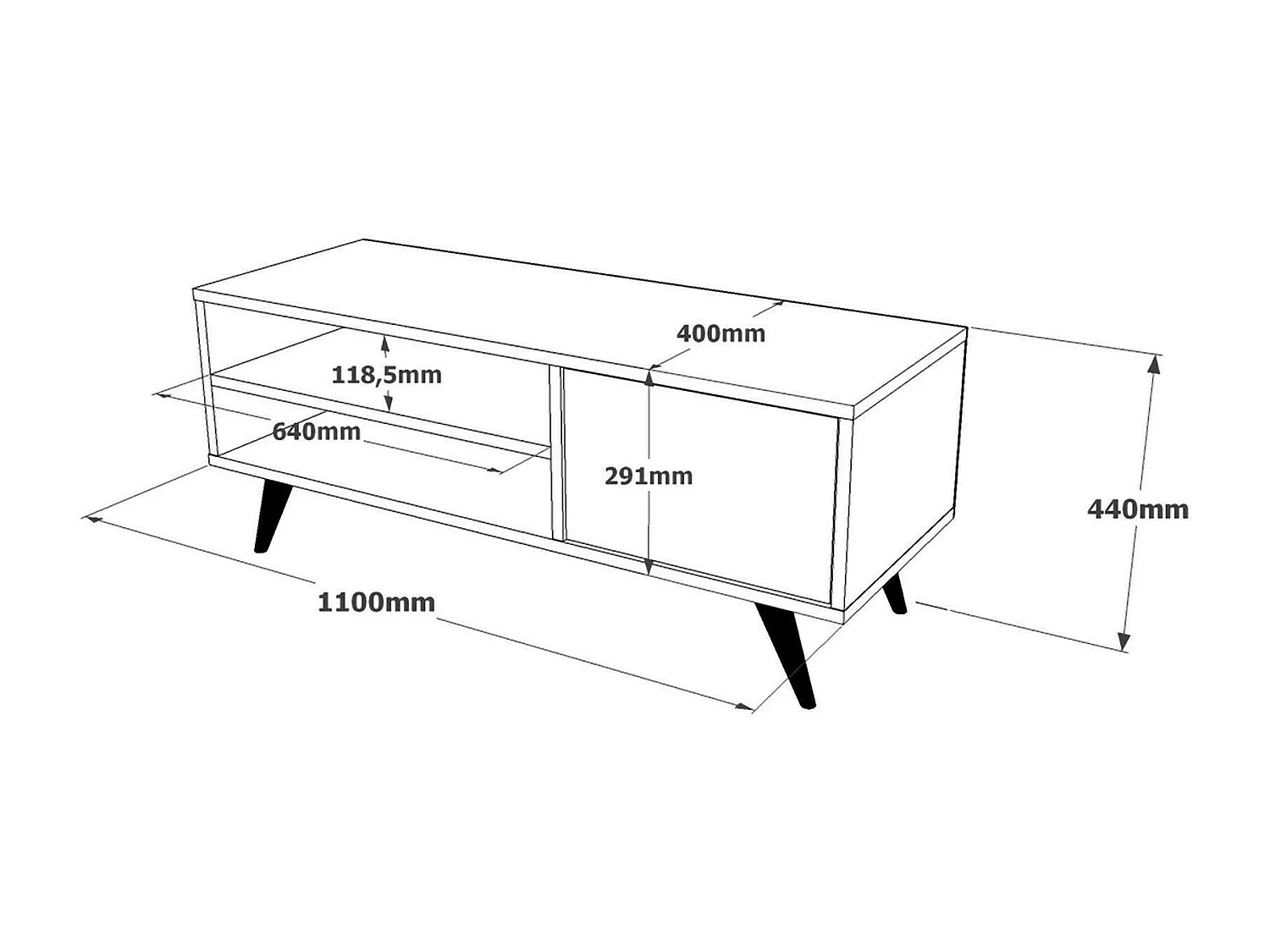 Dpavar tv-meubel, woonkamermeubel, lage tv-meubel, wandstandaard, 110x40h44 cm, Eiken