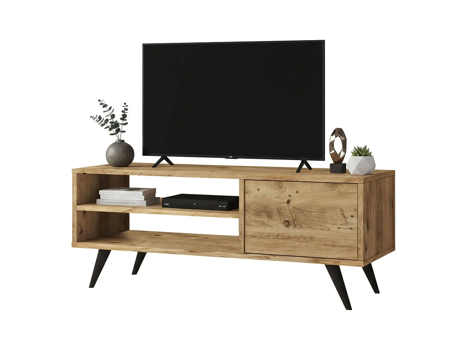 Meuble TV Nunk, Buffet de salon, Armoire basse pour TV, Base murale de rangement, 110x40h44 cm, Chêne