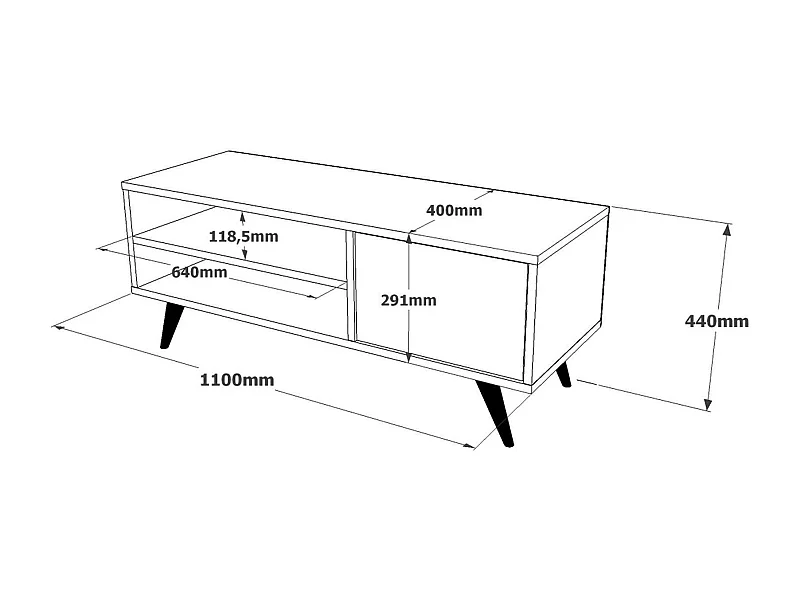 Meuble TV Nunk, Buffet de salon, Armoire basse pour TV, Base murale de rangement, 110x40h44 cm, Chêne
