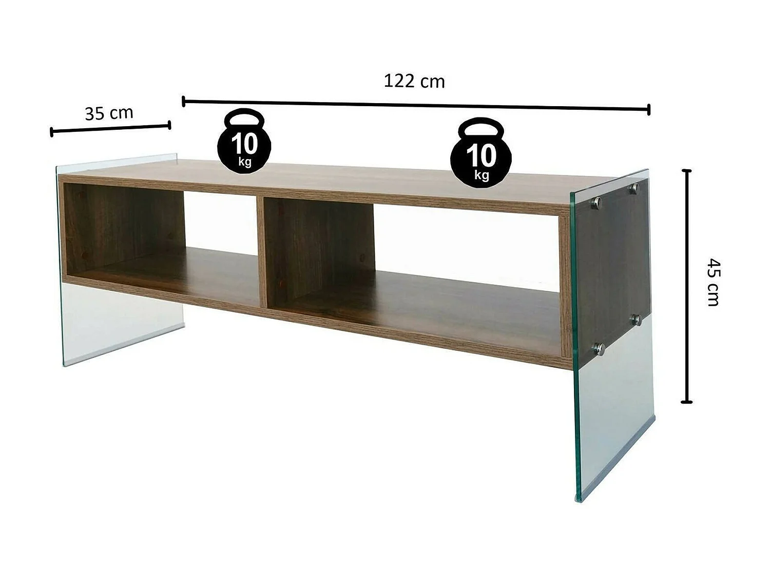 Meuble TV Algorab, Buffet de salon, Armoire basse pour TV, Base murale de rangement, 120x35h45 cm, Noyer