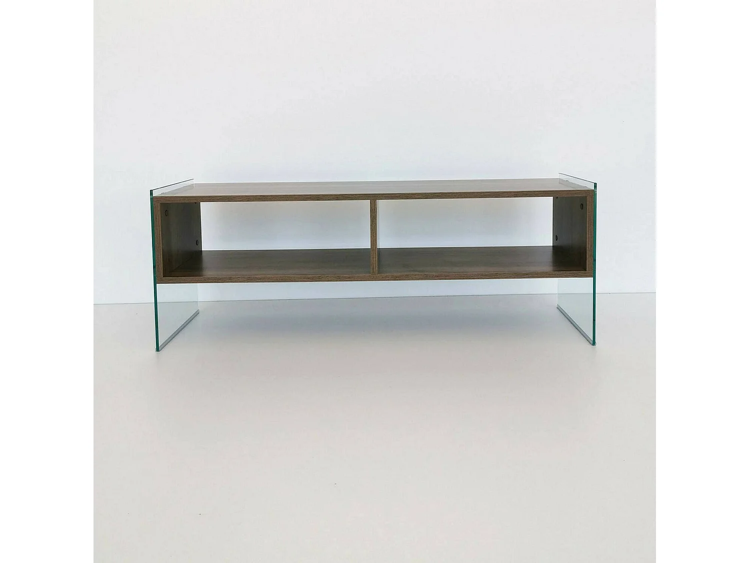 Armário de suporte de TV Dbennace, Aparador de sala, Armário de TV baixo, Base de parede equipada, 120x35h45 cm, Nogueira