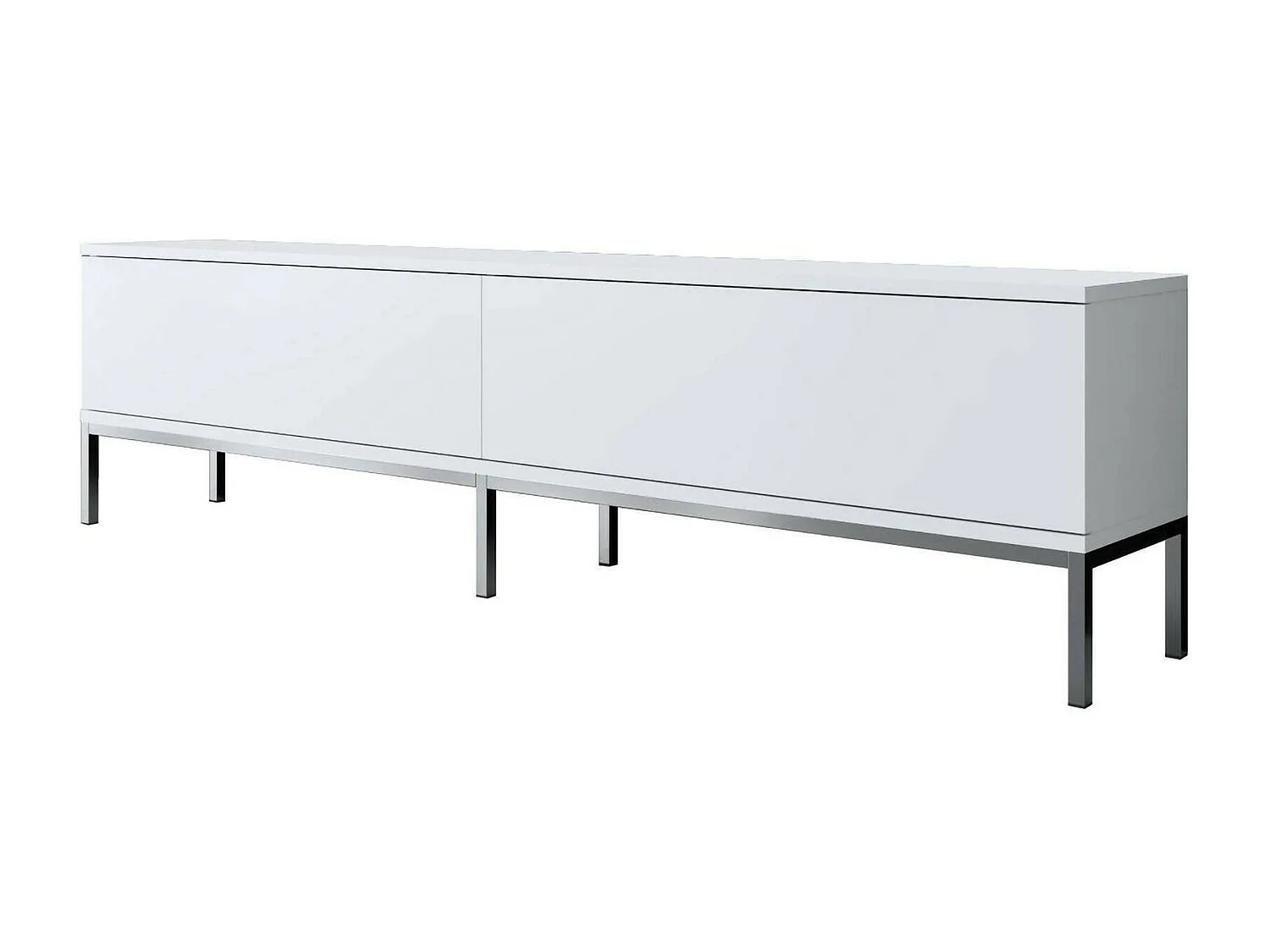 Mueble de televisión Dpetrell, Aparador de salón, Mueble bajo para TV, Base de pared equipada, 180x30h47 cm, Blanco y Plata