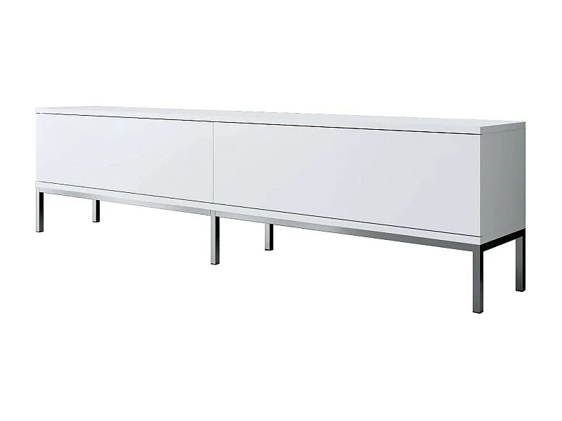 Dpetrell tv-meubel, woonkamermeubel, lage tv-meubel, wandstandaard, 180x30h47 cm, wit en zilver