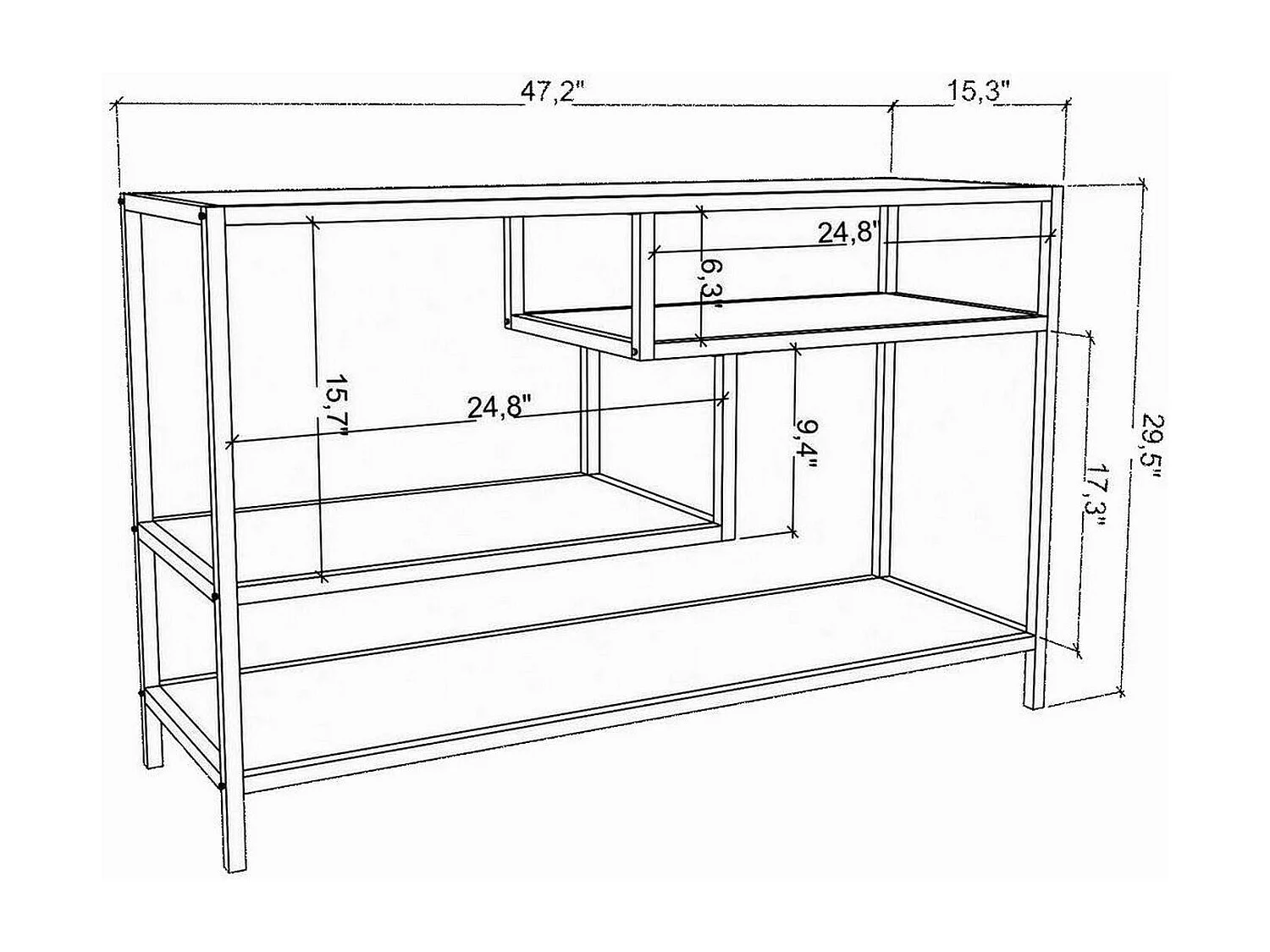Fernsehschrank Dplizzar, Ständer für Wohnzimmerfernseher, Niedriges Wohnzimmer-Sideboard, TV-Ständerbasis, 120x39h75 cm, WeiÃŸ und Anthrazit