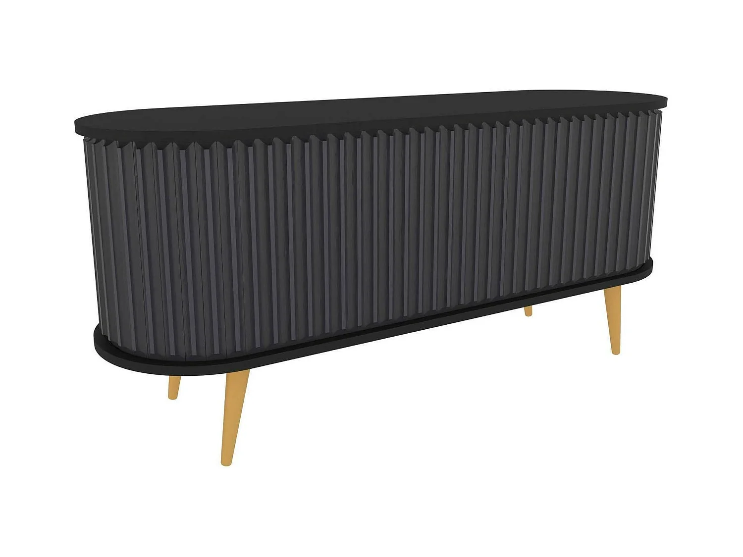 Meuble TV Aludra, Buffet de salon, Armoire basse pour TV, Base murale de rangement, 140x43h64 cm, Noir et Anthracite