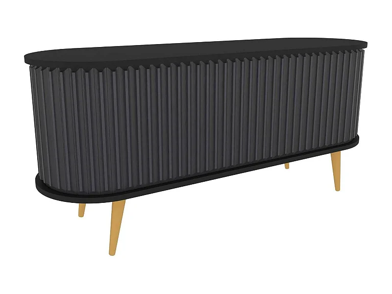 Fernsehschrank Desteve, Ständer für Wohnzimmerfernseher, Niedriges Wohnzimmer-Sideboard, TV-Ständerbasis, 140x43h64 cm, Schwarz und Anthrazit