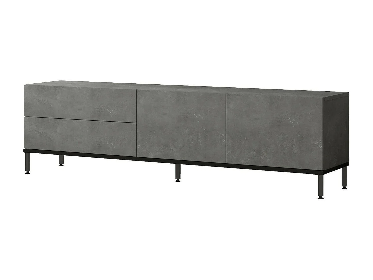 Djamanc tv-meubel, woonkamer dressoir, laag tv-meubel, inbouw wandonderstel, 170x36h46 cm, zilver en zwart