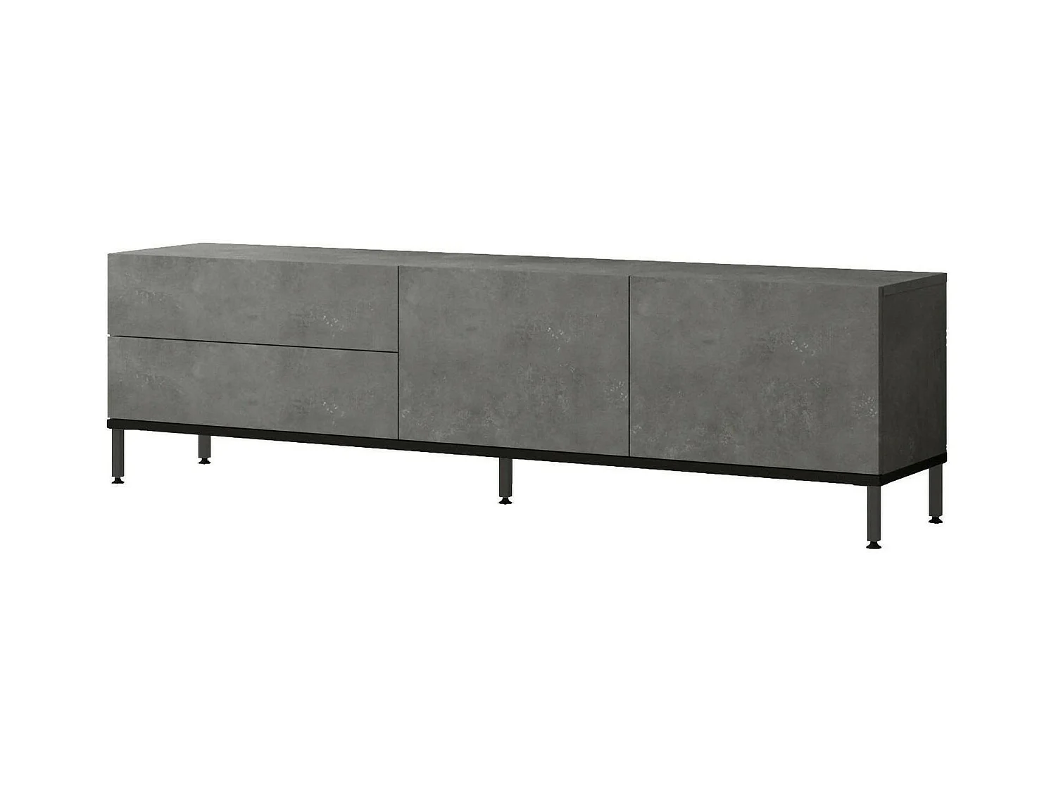 Meuble TV Alsih, Buffet de salon, Armoire basse pour TV, Base murale de rangement, 170x36h46 cm, Argent et Noir
