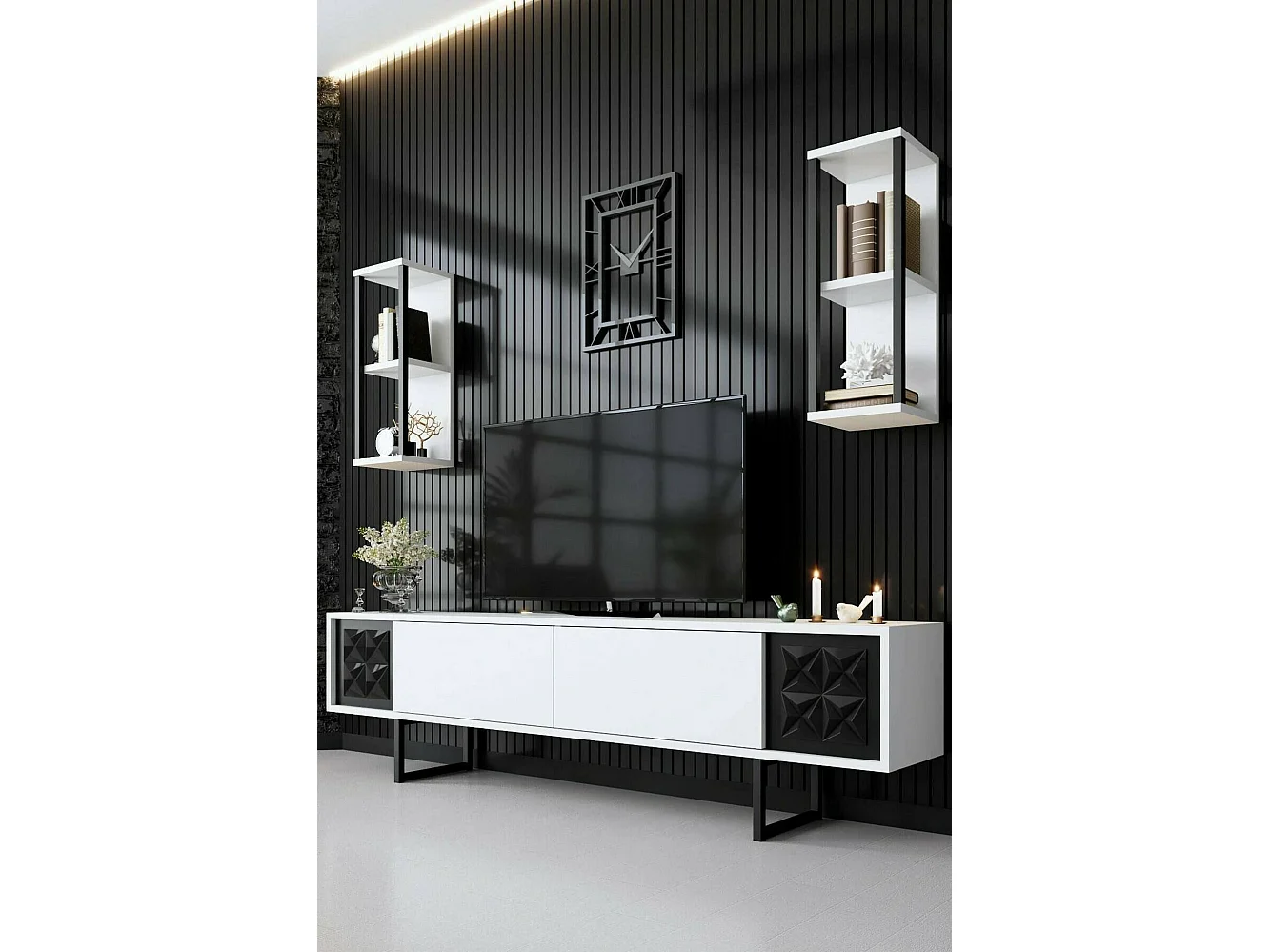 Mobile Porta tv Axa, 5 Ripiani, 30x180x48h cm Bianco