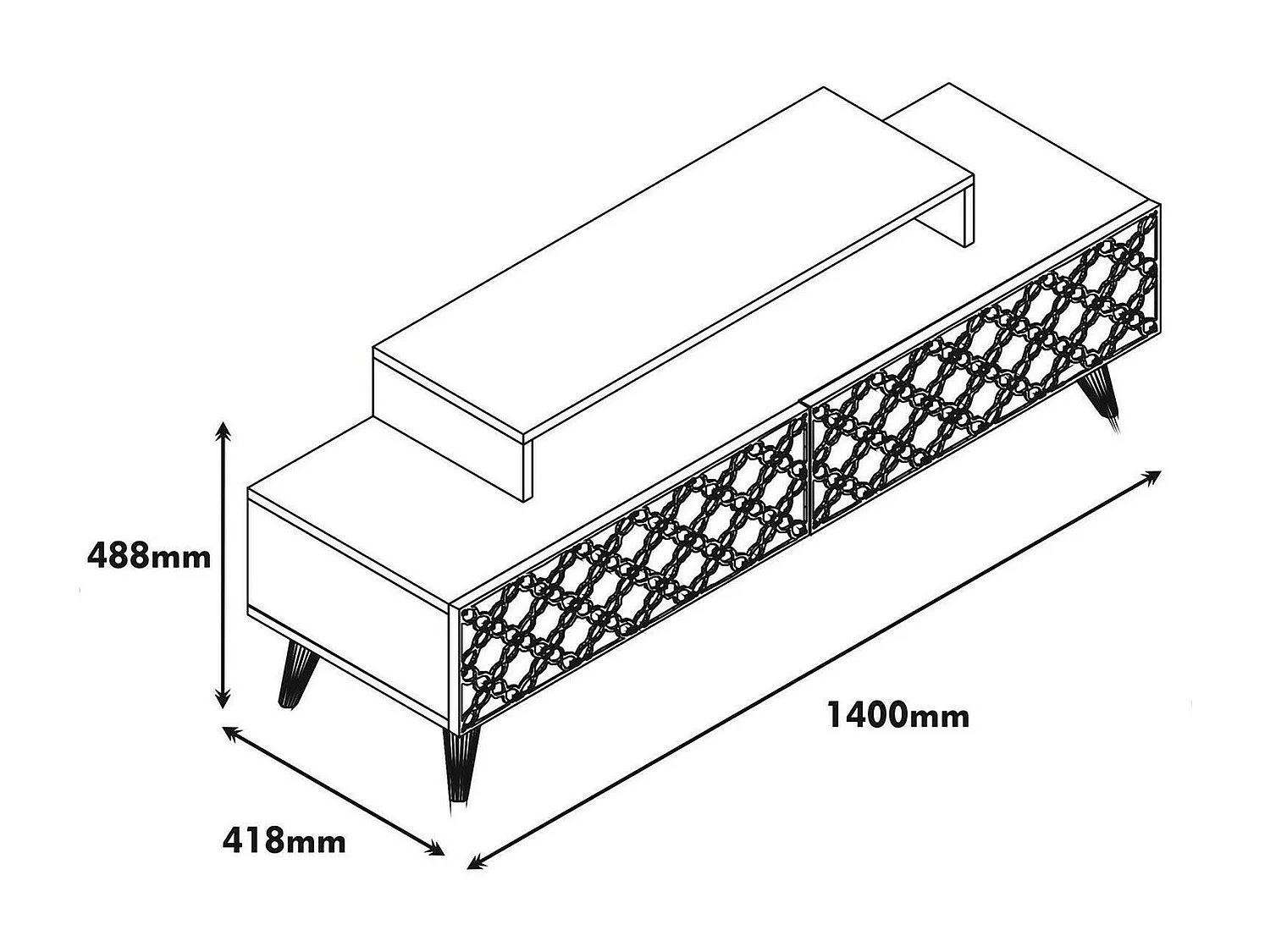 Mueble de televisión Dpierobo, Aparador de salón, Mueble bajo para TV, Base de pared equipada, 140x42h49 cm, Nogal y Blanco