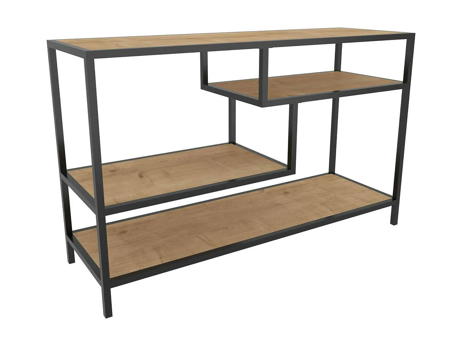 Mueble de televisión Dplizzar, Aparador de salón, Mueble bajo para TV, Base de pared equipada, 120x39h75 cm, Roble y Negro