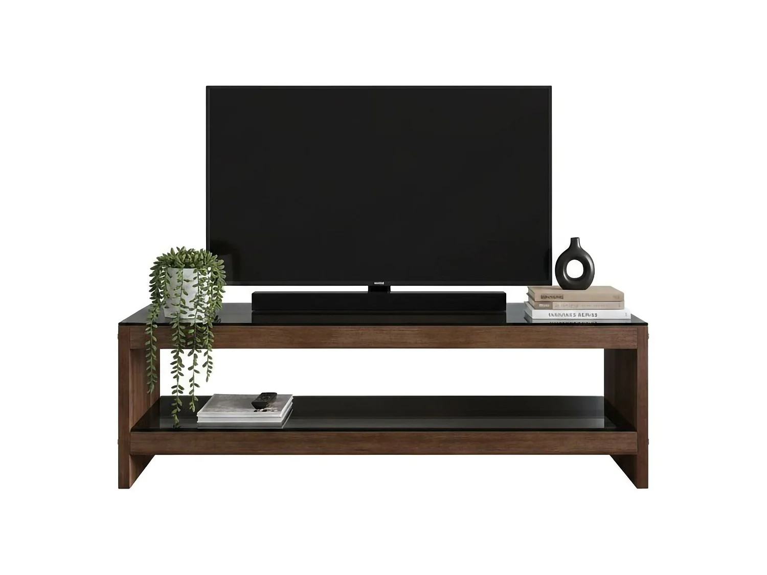 Armário de TV Dpaciocc, Aparador de sala, Armário de TV baixo, Base de parede equipada, 140x40h45 cm, Nogueira