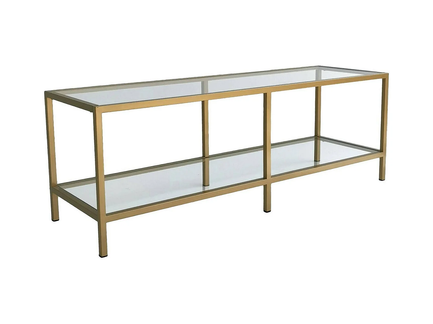 Meuble TV Electra, Buffet de salon, Armoire basse pour TV, Base murale de rangement, 130x40h45 cm, Or
