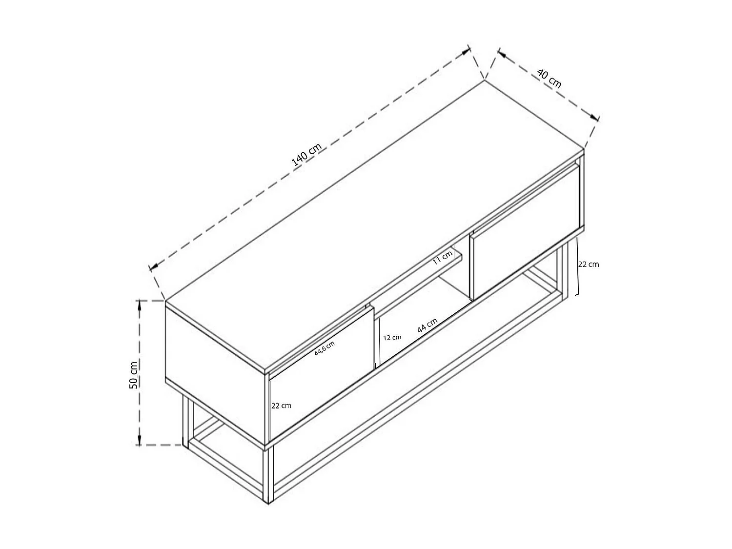Mueble de televisión Dpirol, Aparador de salón, Mueble bajo para TV, Base de pared equipada, 140x40h50 cm, Negro y Roble
