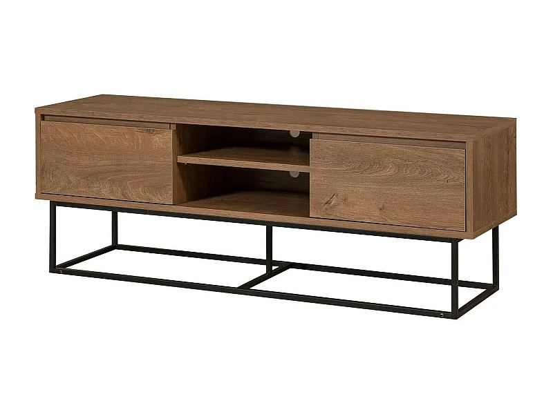 Fernsehschrank Dpicon, Ständer für Wohnzimmerfernseher, Niedriges Wohnzimmer-Sideboard, TV-Ständerbasis, 140x40h50 cm, Walnuss und Schwarz