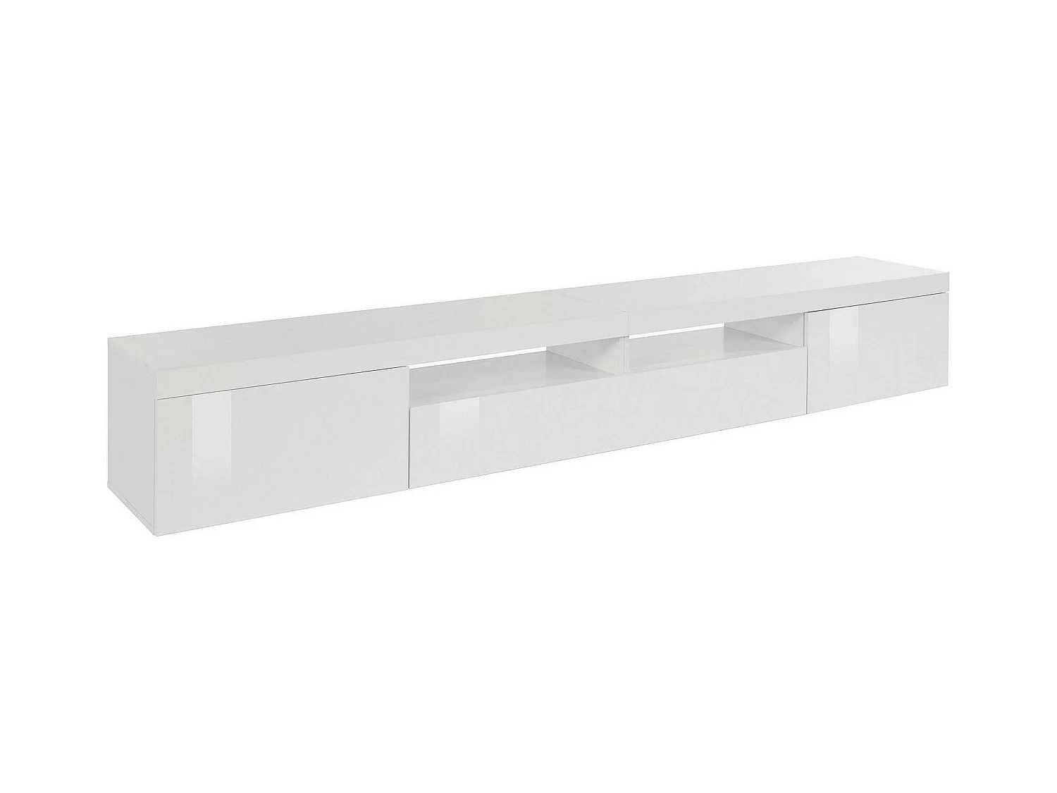 Dconsigl tv-meubel, 3-deurs woonkamer laag dressoir, tv-meubel, 240x40h35 cm, glanzend wit