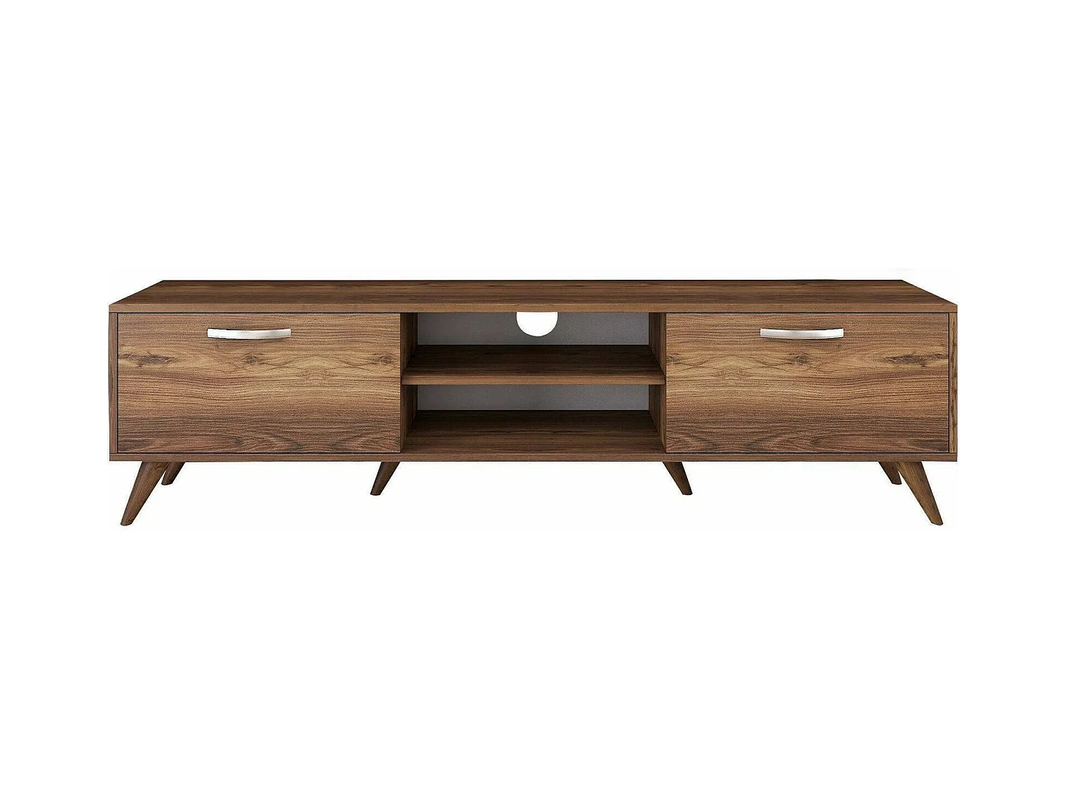 Meuble TV Aldh, Buffet de salon, Armoire basse pour TV, Base murale de rangement, 180x35h49 cm, Noyer