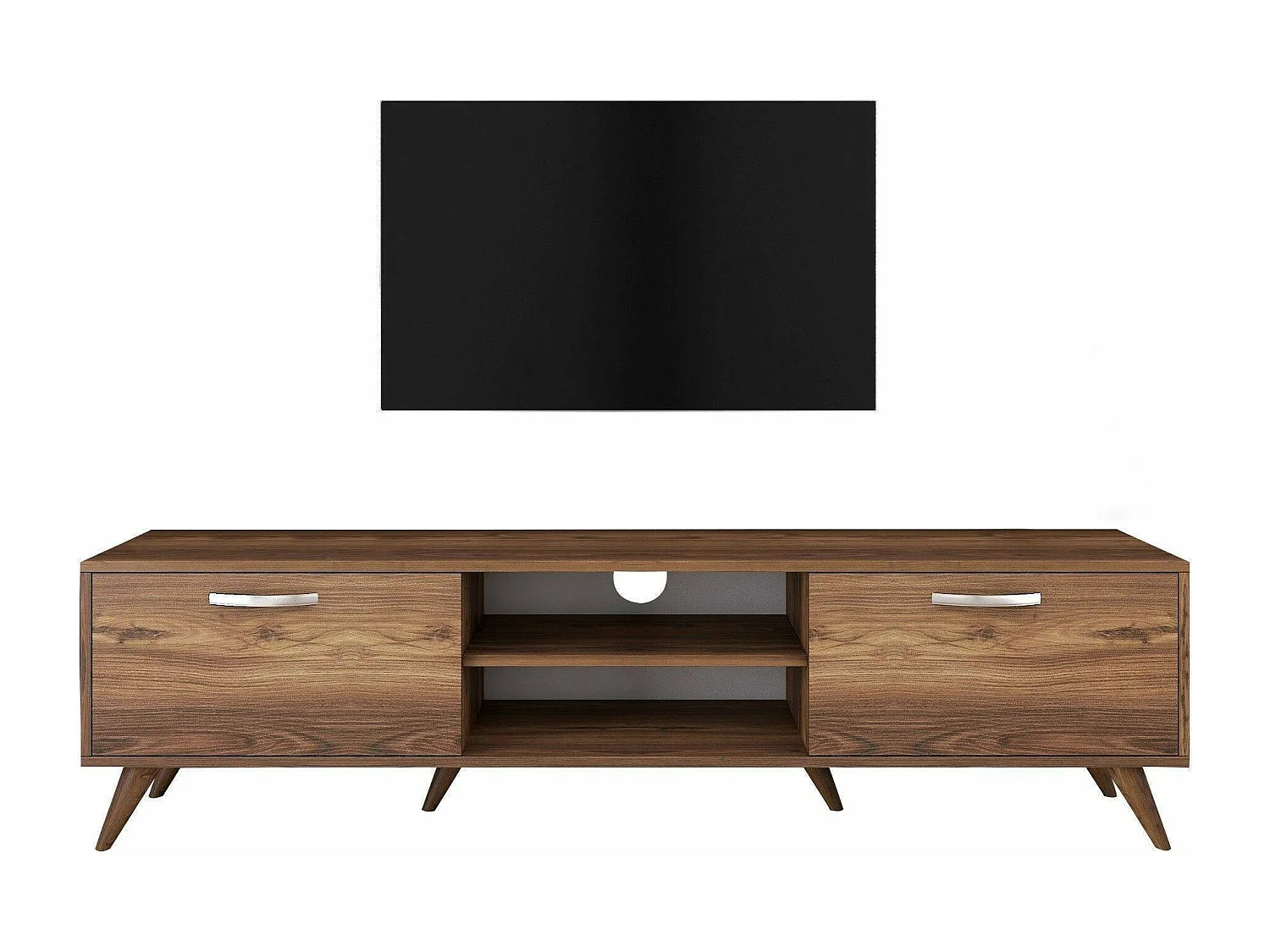 Mueble de televisión Dbarar, Aparador de salón, Mueble bajo para TV, Base de pared equipada, 180x35h49 cm, Nuez