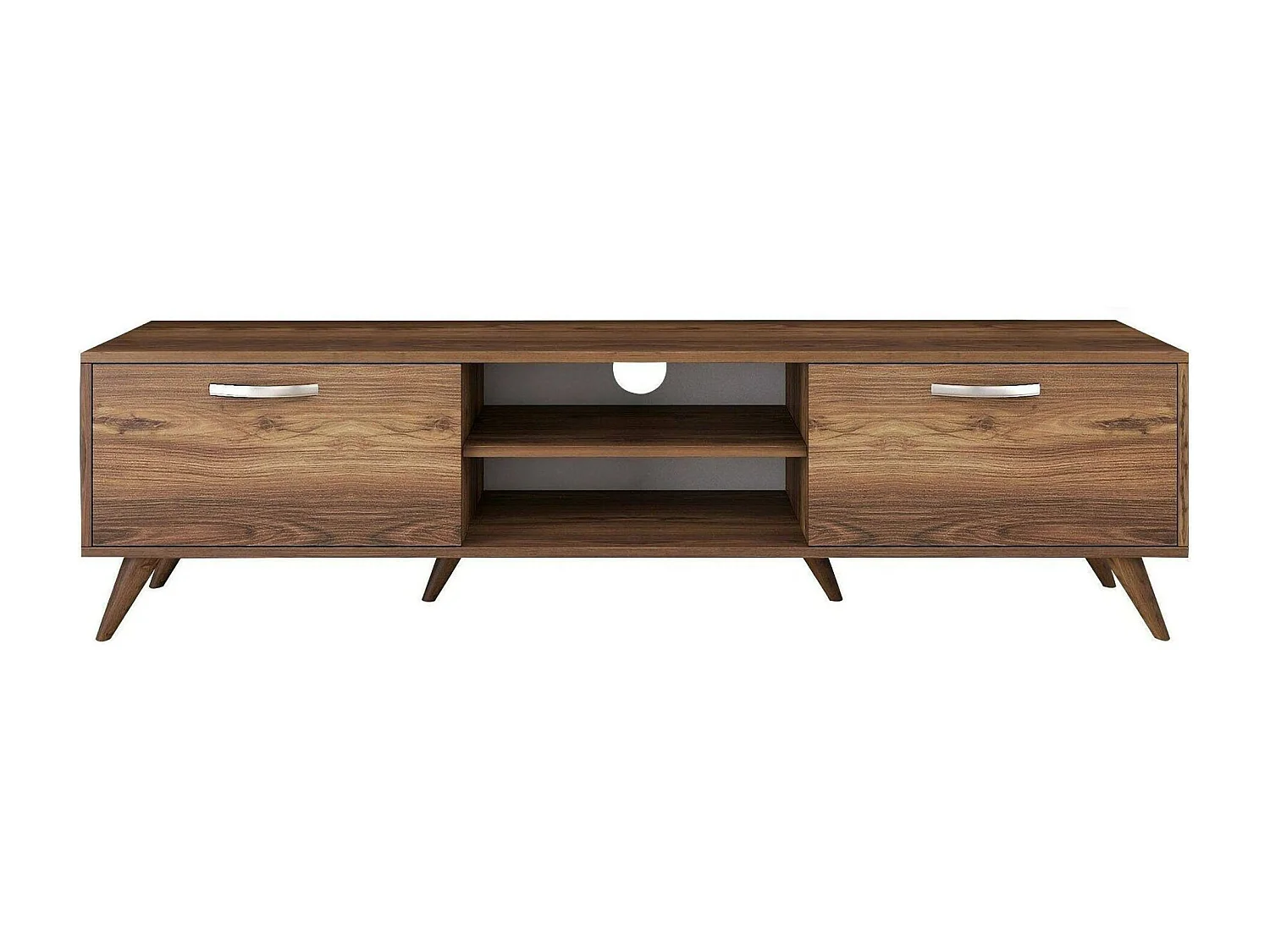 Meuble TV Aldh, Buffet de salon, Armoire basse pour TV, Base murale de rangement, 180x35h49 cm, Noyer