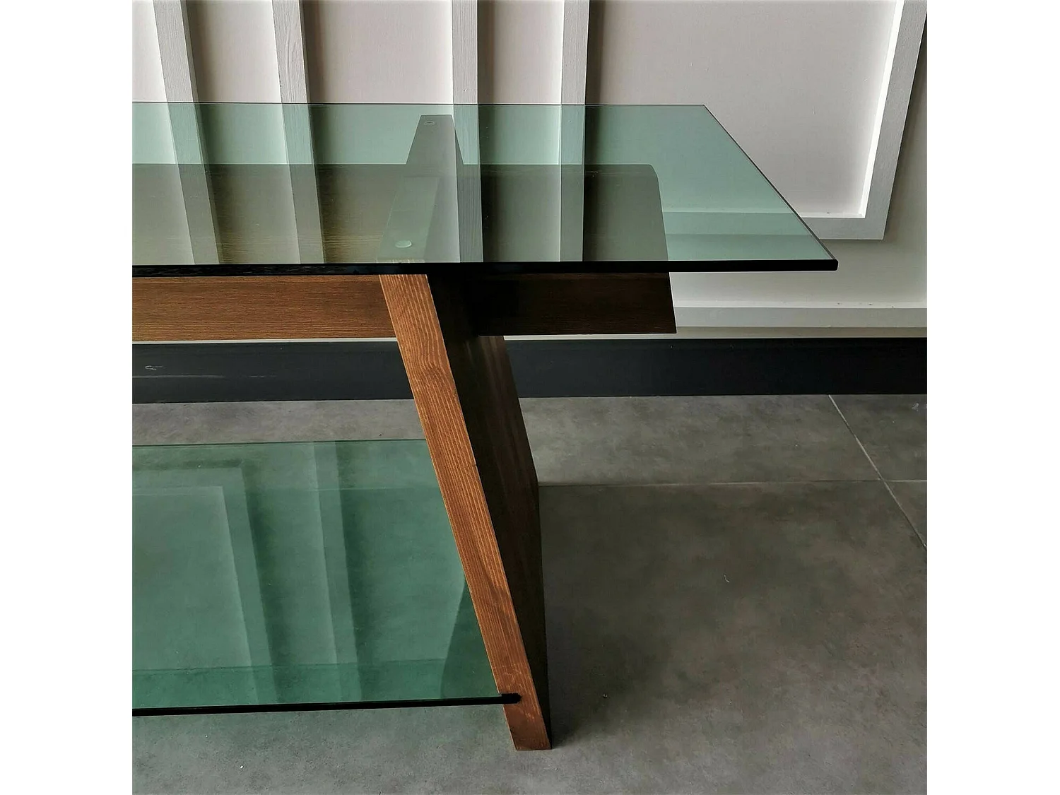 Dpotenz tv-meubel, woonkamermeubel, lage tv-meubel, wandstandaard, 158x40h45 cm, walnoot en groen