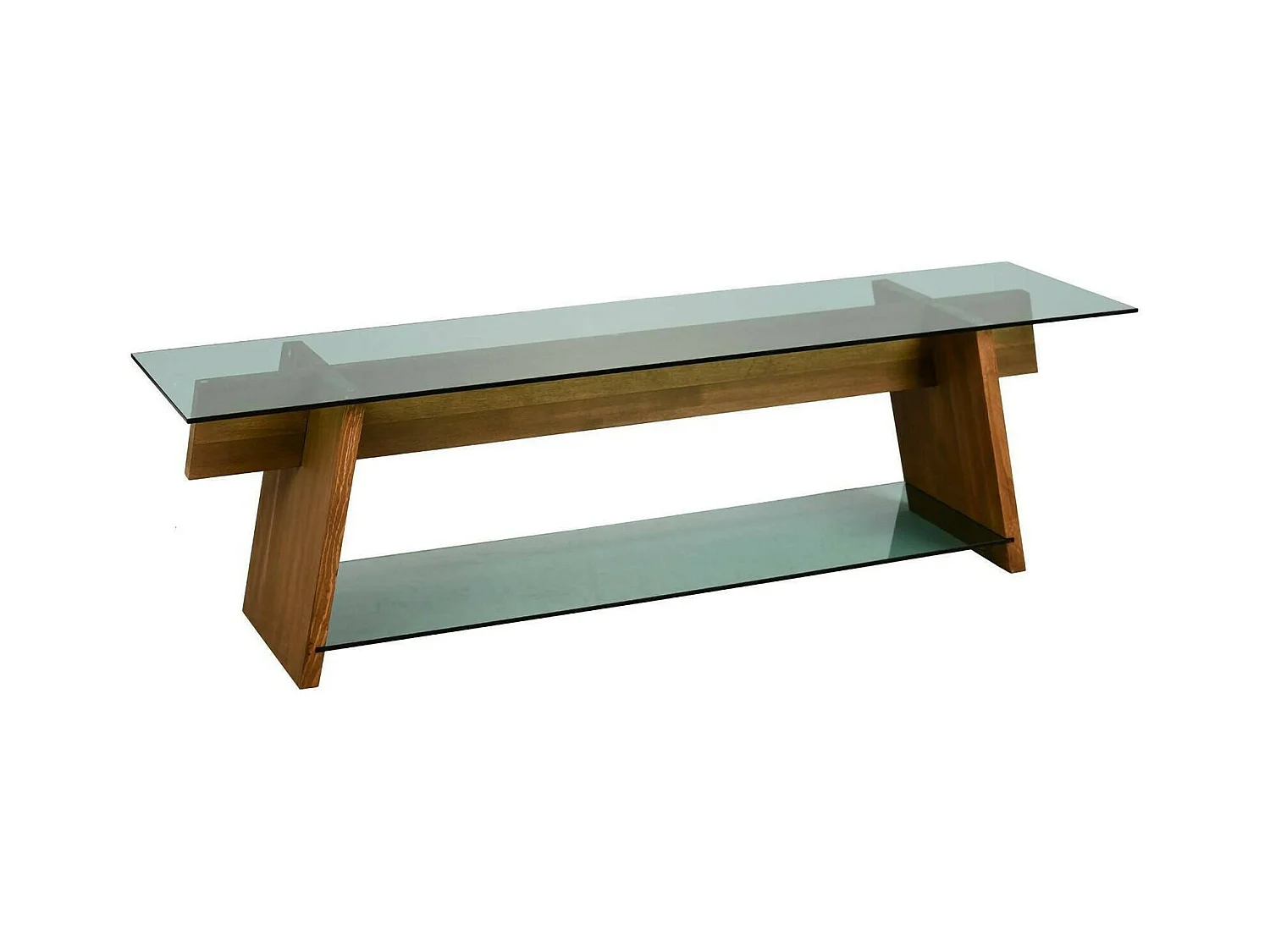 Meuble TV Zosma, Buffet de salon, Armoire basse pour TV, Base murale de rangement, 158x40h45 cm, Noyer et Vert