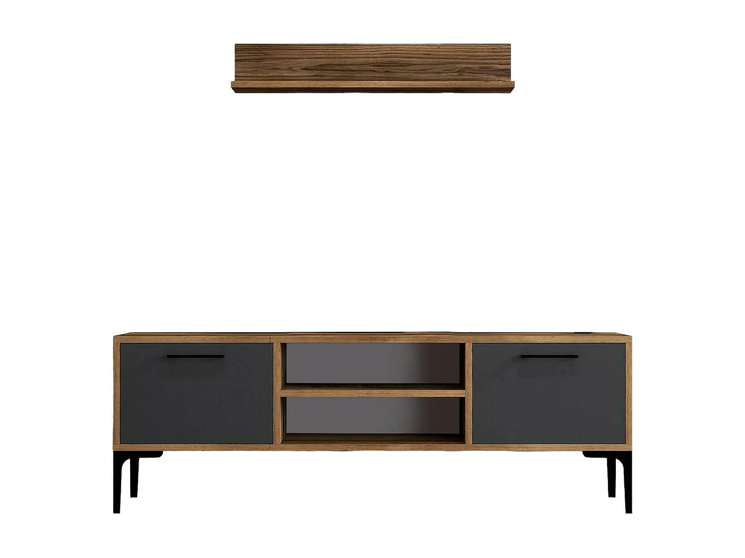 Mobile Porta tv Sri, un Ripiano, 30x140x48h cm Marrone Noce