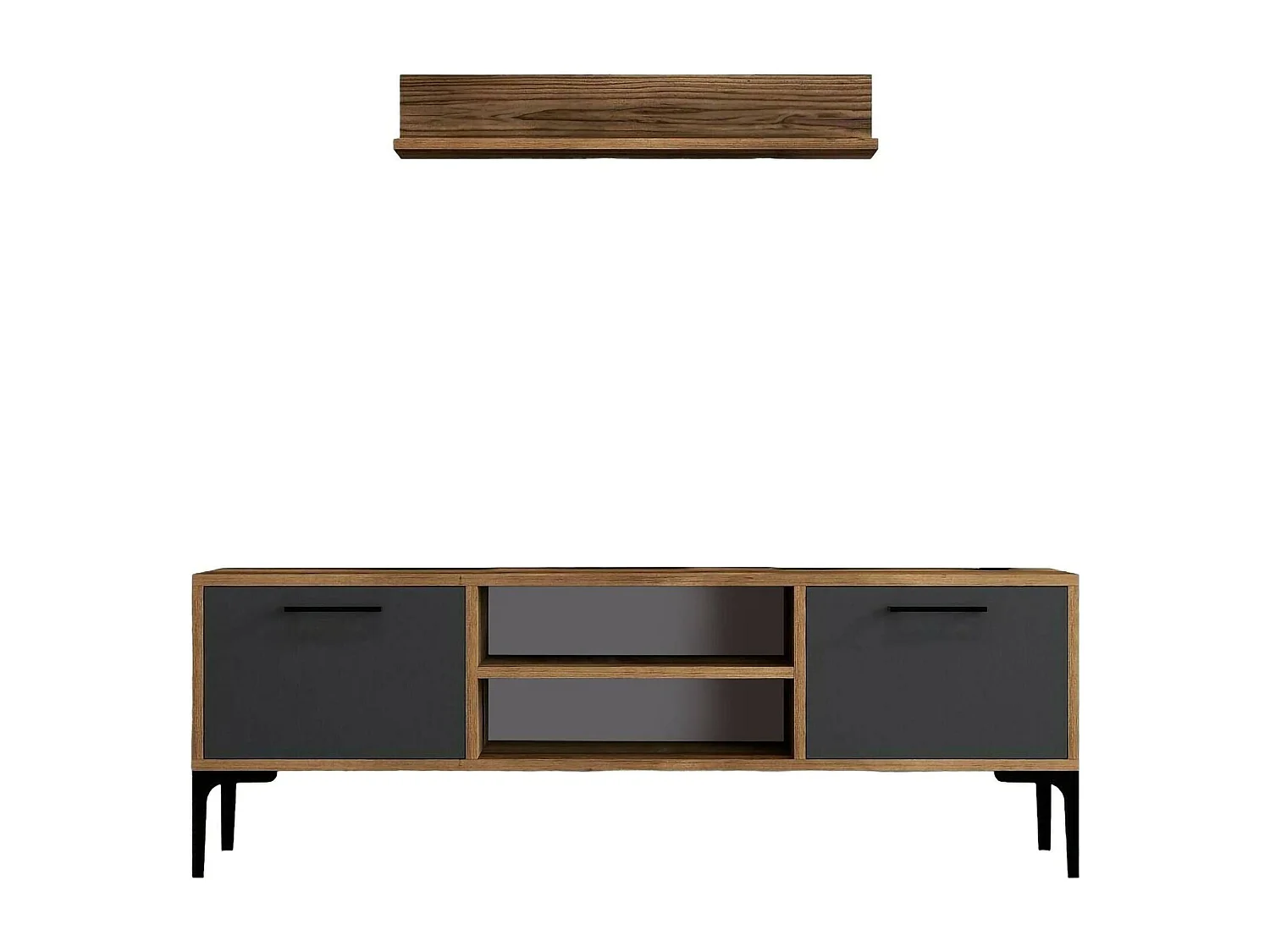 Mobile Porta tv Sri, un Ripiano, 30x140x48h cm Marrone Noce