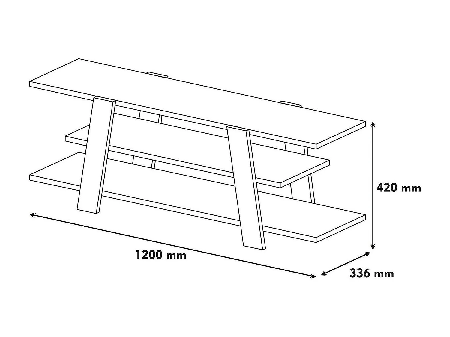 Meuble TV Mir, Buffet de salon, Armoire basse pour TV, Base murale de rangement, 120x34h42 cm, Noyer et Blanc