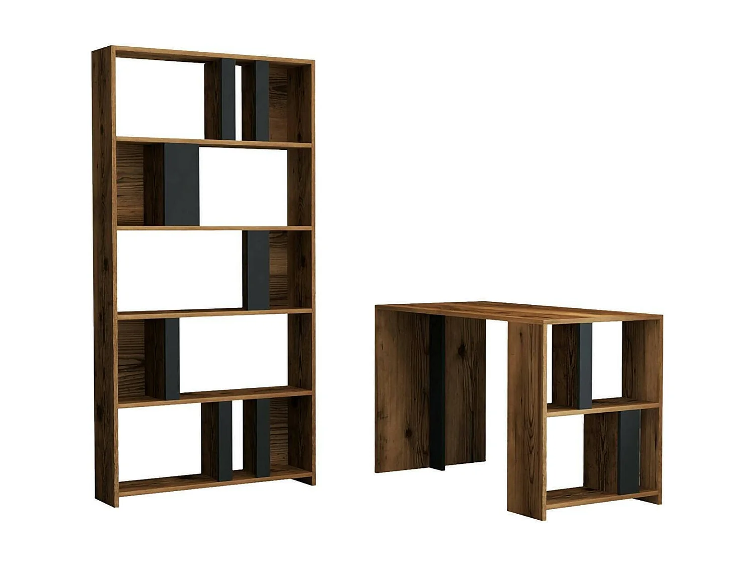 Bureau Mirach, Pupitre polyvalent, Table de bureau pour PC, Plan de travail, 120x60h75 cm, Noyer et Anthracite