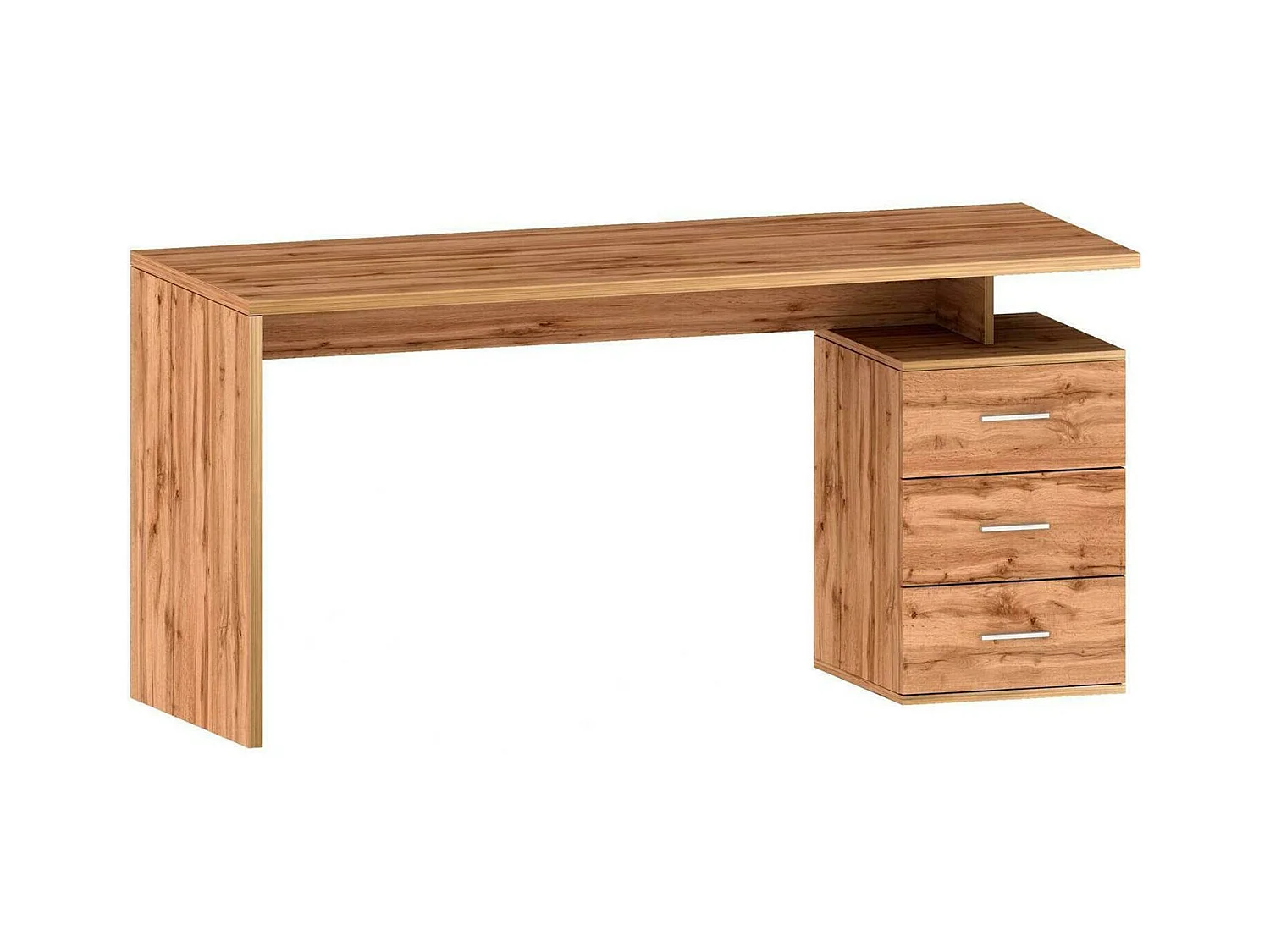 Bureau Siro, Bureau linéaire, Bureau polyvalent, Bureau multiposition gain de place, 160x60h75 cm, Chêne