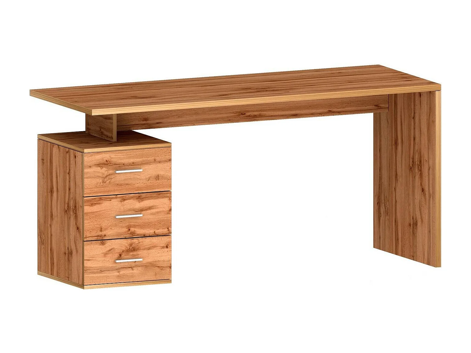 Mesa Dchiellin, Mesa de trabalho linear, Mesa de escritório multiuso, Mesa de poupança de espaço multi-posição, 160x60h75 cm, Carvalho