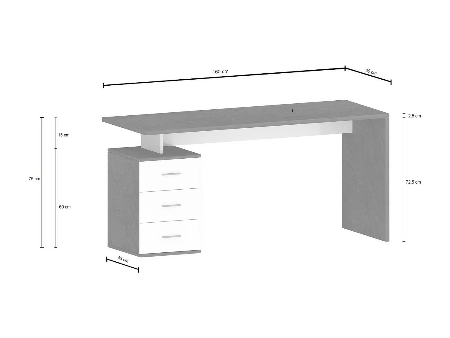 Dchiellin-kantoor, Lineair kantoor, Multifunctioneel kantoor, Multi-positie ruimtebesparend kantoor, 160x60h75 cm, Eiken