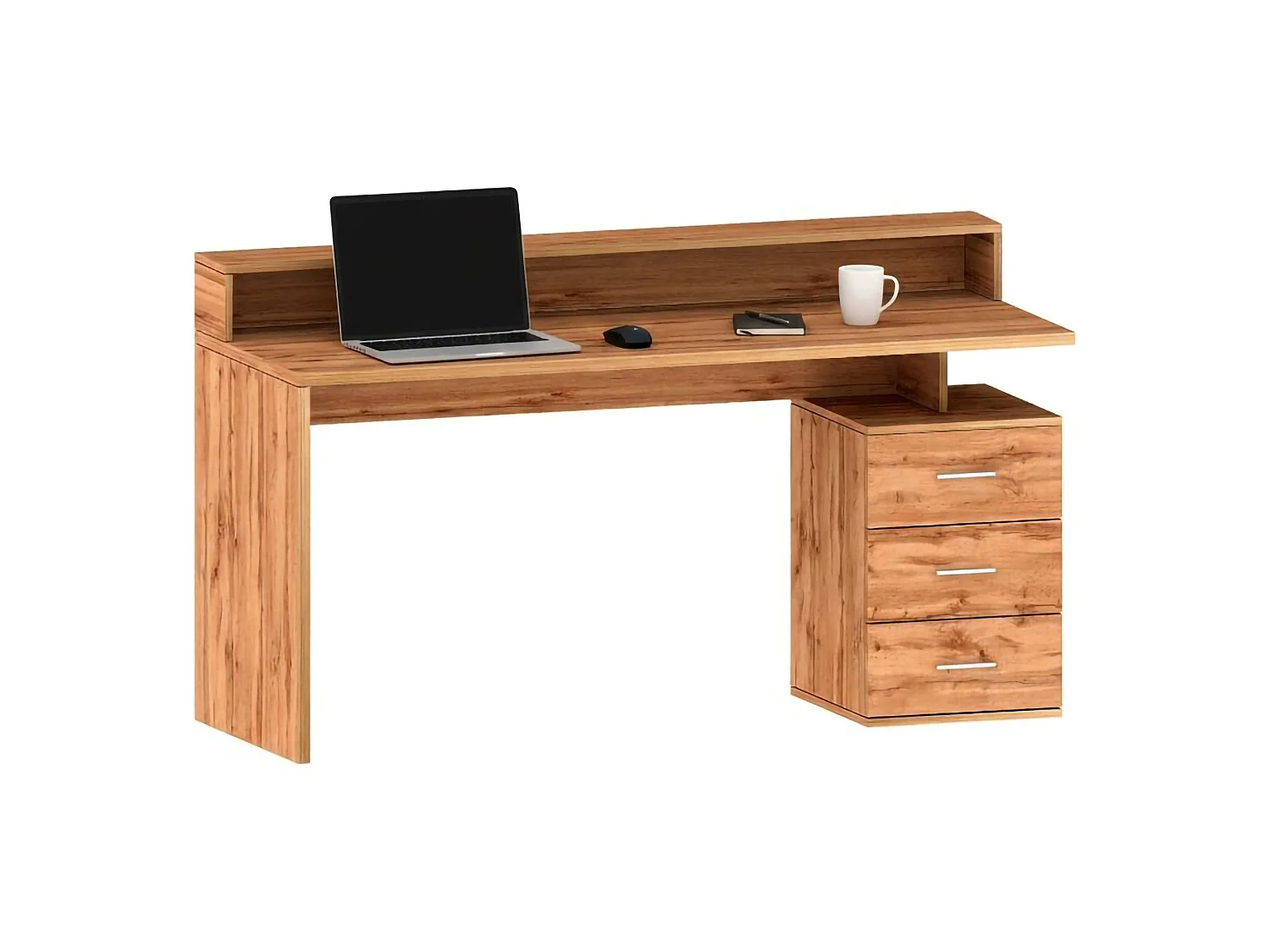 Bureau Svevo, Bureau avec plateau, Bureau polyvalent, Bureau multiposition gain de place, 160x60h90 cm, Chêne
