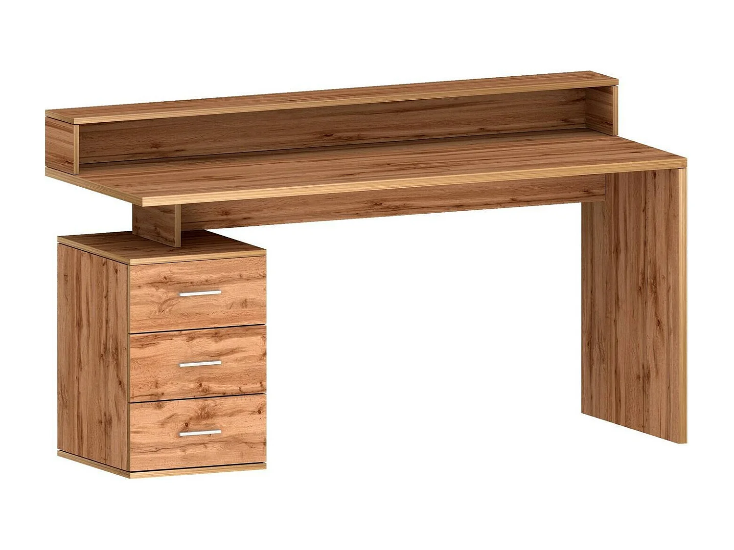 Bureau Alexandre, Bureau avec plateau et lampes LED, Bureau polyvalent, Bureau multiposition gain de place, 160x60h90 cm, Chêne
