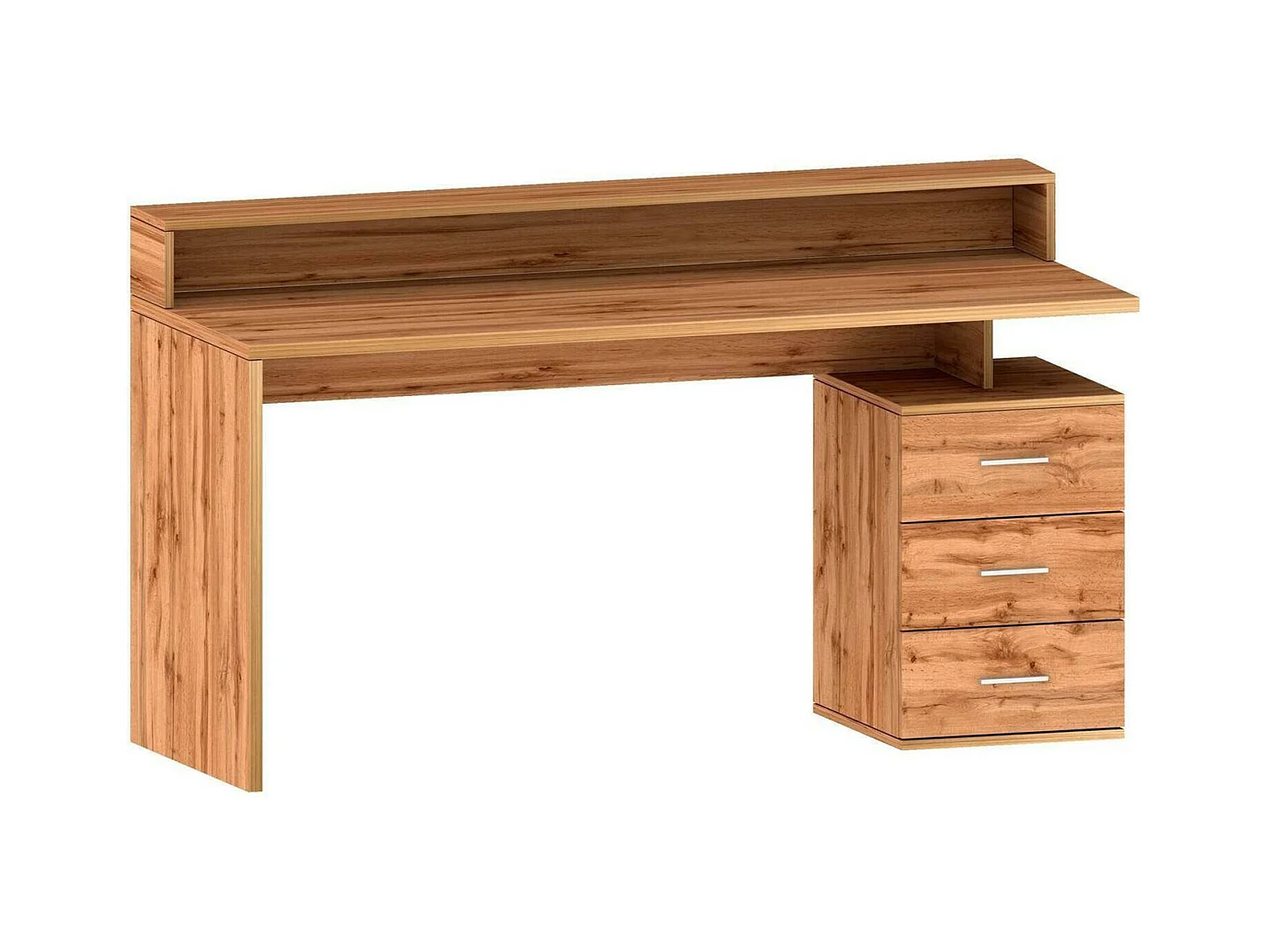 Bureau Alexandre, Bureau avec plateau et lampes LED, Bureau polyvalent, Bureau multiposition gain de place, 160x60h90 cm, Chêne